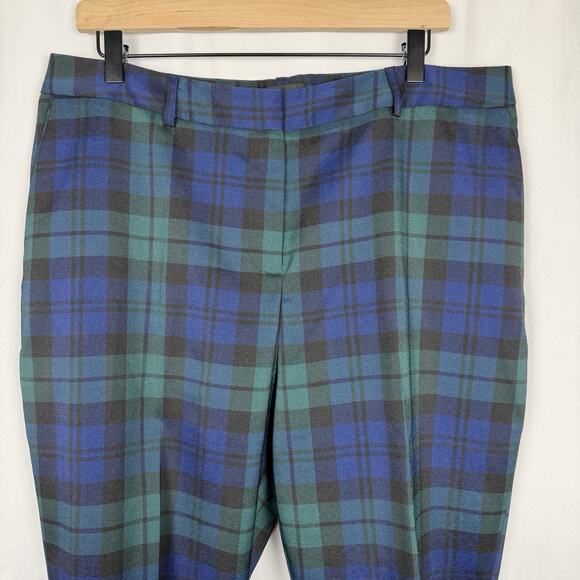 Tahari Women’s Blackwatch Plaid Trouser Pants Black Green 14 Holiday Classic NYE - Picture 4 of 10
